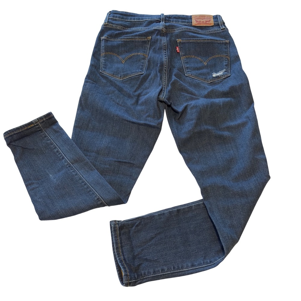 Levis 721 High Rise Skinny Ankle Jeans Blue Distressed Ripped Womens Size 29 - Picture 7 of 13